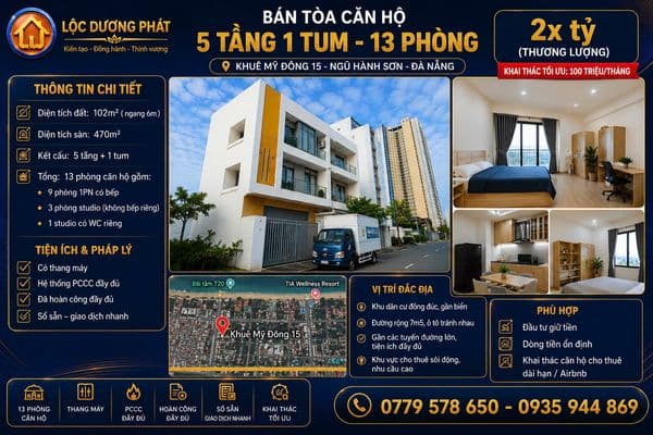 TÒA CĂN HỘ 5 TẦNG 1 TUM – 13 PHÒNG