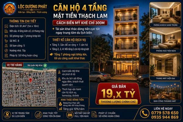 CĂN HỘ 4 TẦNG – CÁCH BIỂN MỸ KHÊ CHỈ 300M